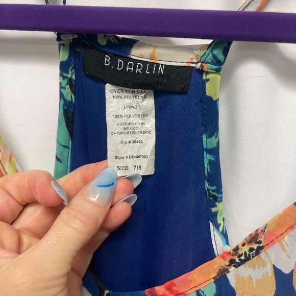 B Darlin Pleated Floral Maxi Dress with Tie - Picture 6 of 9